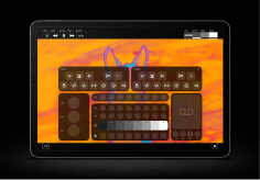 VJ‑XY running on an iPad, driving visuals from an OP‑XY